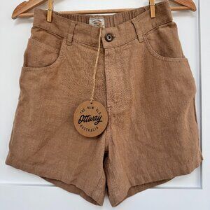 Ottway the label XS Miller Shorts- Unisex Textured Linen Shorts - Light Brown